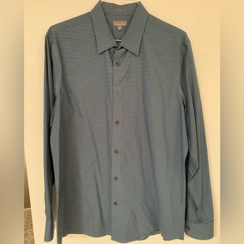 Calibrate Blue Casual Button Down Shirt